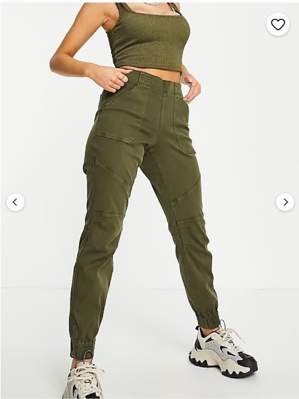 SPANX Stretch Twill Olive Cargo-Style Joggers